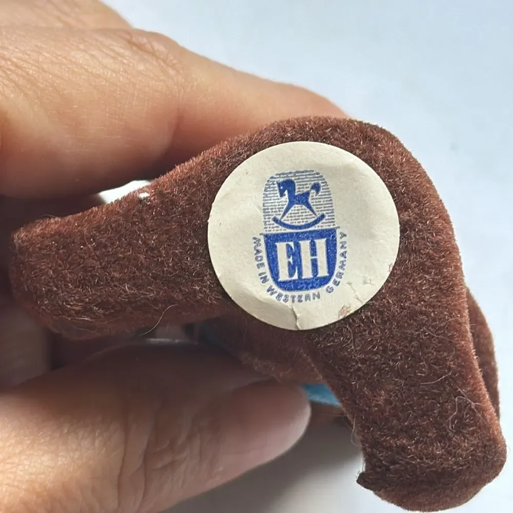 Vintage EH brand flocked‎ brown bear Christmas tree ornament